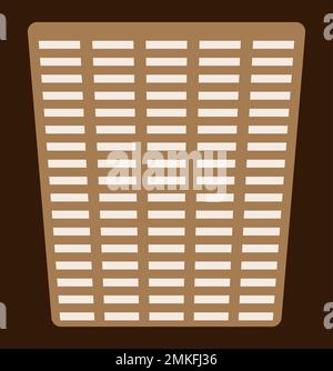 Un panier en bois, peut être aussi un panier à linge, panier en bois dessin de style minimaliste, illustration de panier, produit fait à la main, bois brun Banque D'Images
