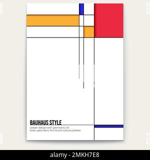 Motif abstrait rétro inspiré du style Piet Mondrian. Conception du couvercle. Modèle de scénario d'affiche Illustration de Vecteur