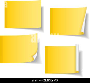 Quatre notes adhésives jaunes différentes, illustration Vector eps10 Illustration de Vecteur