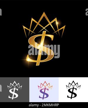 Un ensemble d'illustrations vectorielles de symbole Golden Crown Money Dollar Illustration de Vecteur