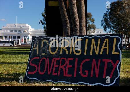 Fait partie de l'ambassade de tente aborigène à Canberra. Banque D'Images