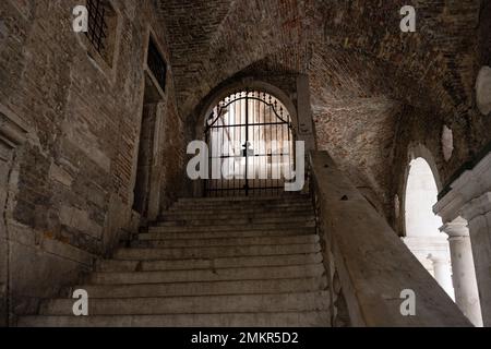 Basilique Palladiana Staricase, Escaliers au Palazzo della Ragione à Vicenza, Italie Banque D'Images