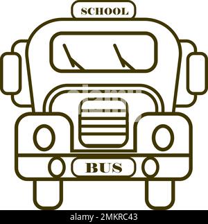 Élément de conception avec icône de contour du dessin de bus scolaire dans le style de contour Illustration de Vecteur
