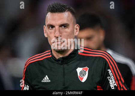 SANTIAGO DEL ESTERO, ARGENTINE, 28 janvier 2023: Franco Armani de la plaque de rivière pendant le Torneo Binance 2023 de la Ligue Argentine rencontre professionnelle entre le centre de Cordoue et la plaque de rivière au stade Único Madre de Ciudades à Santiago del Estero, Argentine, le 28 janvier 2023. Photo par SSSI Credit: Sebo47/Alay Live News Banque D'Images