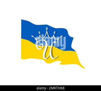 Illustration vectorielle de la lettre initiale U de la couronne pour le panneau de drapeau Stand with Ukraine Illustration de Vecteur