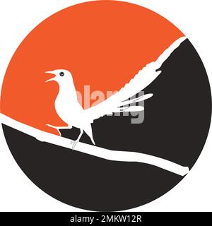 Illustration vectorielle d'un oiseau qui gazouillis. Peut être utilisé comme un logo, une marque et une mascotte très attrayants. Illustration de Vecteur