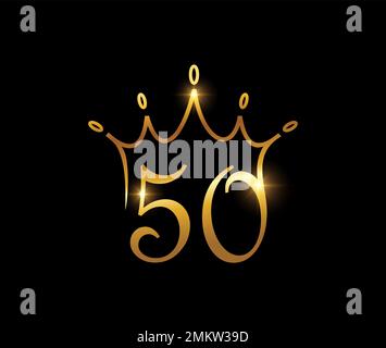 Ensemble d'illustrations vectorielles du monogramme Golden Luxury Crown numéro 50 Illustration de Vecteur