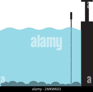 Icône profondeur de l'eau, mesurer la profondeur de l'illustration vectorielle de la profondeur des eaux peu profondes Illustration de Vecteur