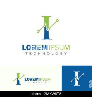 Illustration vectorielle de la technologie logo monogramme lettre initiale I Illustration de Vecteur