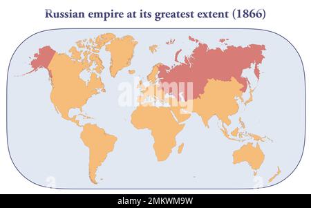 L’empire russe à sa plus grande mesure en 1866 Banque D'Images