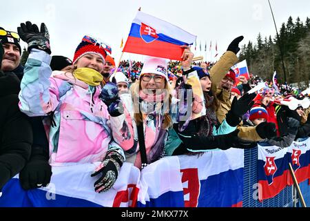 Spindleruv Mlyn, République tchèque. 29th janvier 2023. Fans lors de la coupe du monde de ski alpin de slalom féminin à Spindleruv Mlyn, République Tchèque, 29 janvier 2023. Crédit : David Tanecek/CTK photo/Alay Live News Banque D'Images