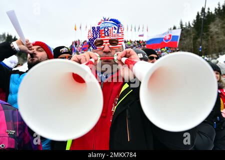 Spindleruv Mlyn, République tchèque. 29th janvier 2023. Fans lors de la coupe du monde de ski alpin de slalom féminin à Spindleruv Mlyn, République Tchèque, 29 janvier 2023. Crédit : David Tanecek/CTK photo/Alay Live News Banque D'Images