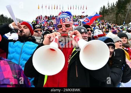 Spindleruv Mlyn, République tchèque. 29th janvier 2023. Fans lors de la coupe du monde de ski alpin de slalom féminin à Spindleruv Mlyn, République Tchèque, 29 janvier 2023. Crédit : David Tanecek/CTK photo/Alay Live News Banque D'Images