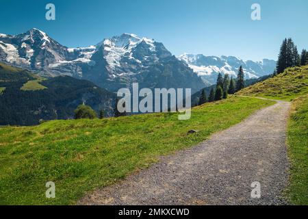 Magnifique paysage alpin d'été dans les Alpes suisses près de Lauterbrunnen, Oberland bernois, Europe Banque D'Images