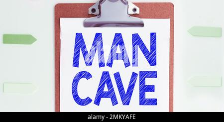 Écriture affichant le texte Man Cave. Concept d'affaires une chambre, un espace ou un espace d'habitation réservé à un homme Banque D'Images