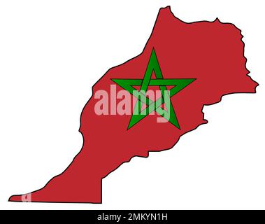 Silhouette carte drapeau du pays de la Ligue arabe du Maroc Banque D'Images