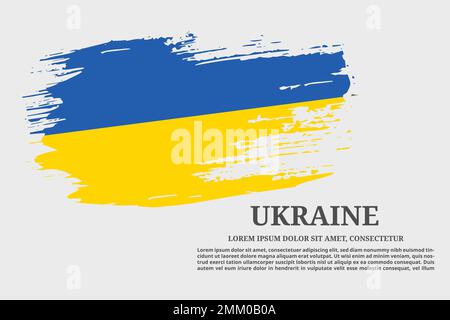 Ukraine drapeau grunge pinceau et affiche de texte, vecteur Illustration de Vecteur