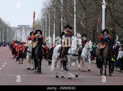 Londres, Royaume-Uni. 29th janvier 2023. L'Armée du Roi, section royaliste de la Société anglaise de guerre civile, commémore l'exécution du Roi Charles 1st. Crédit : Matthew Chattle/Alay Live News Banque D'Images