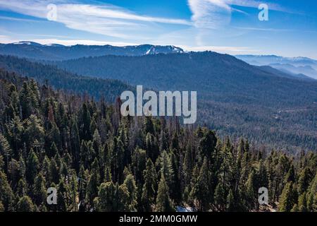 La photographie de drone au parc national Sequoia est un parc national américain dans le sud de la Sierra Nevada à l'est de Visalia, en Californie. Banque D'Images