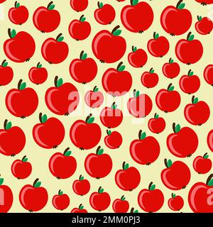 Motif sans couture avec pommes sur fond jaune Illustration de Vecteur