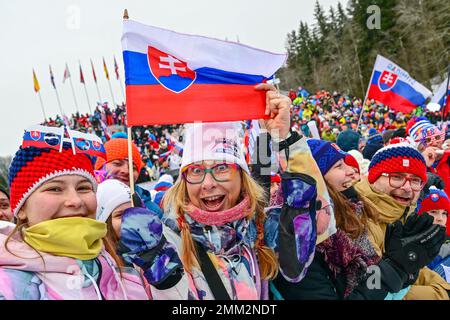 Spindleruv Mlyn, République tchèque. 29th janvier 2023. Fans lors de la coupe du monde de ski alpin de slalom féminin à Spindleruv Mlyn, République Tchèque, 29 janvier 2023. Crédit : David Tanecek/CTK photo/Alay Live News Banque D'Images