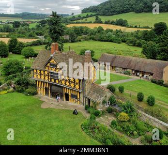Le Gatehouse au château de Stokesay, Shropshire, Angleterre Banque D'Images