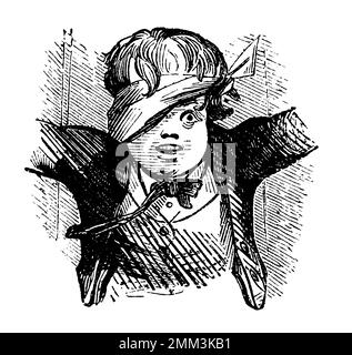 Illustration antique représentant un garçon jouant le buff d'homme aveugle, jeu d'enfant une variante de tag. Publié dans American’s Boy Book of Sports and Games, Banque D'Images