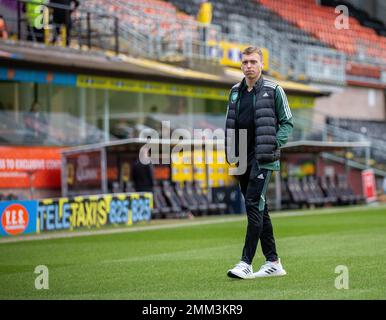 Dundee, Écosse, Royaume-Uni. 29th janvier 2023 ; Tannadice Park, Dundee, Écosse : Scottish Premiership football, Dundee United versus Celtic ; Alistair Johnston of Celtic Credit : action plus Sports Images/Alay Live News Banque D'Images