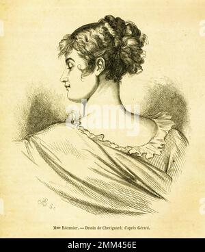 Portrait de Juliette Recamier, leader de la société française. Elle est née sur 4 décembre 1777 à Lyon, en France, et est décédée sur 11 mai 1849 à Paris, en France. Moteur Banque D'Images