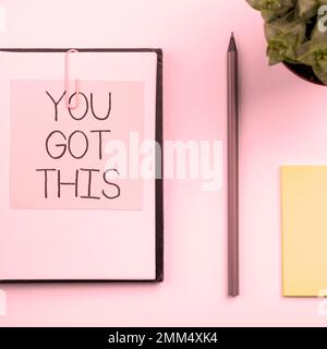 La légende du texte vous a présenté cela. Photo conceptuelle pour encourager quelqu'un à réussir à faire face à quelque chose Banque D'Images