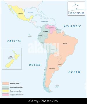 Carte de l'organisation économique internationale en Amérique latine Mercosur Banque D'Images