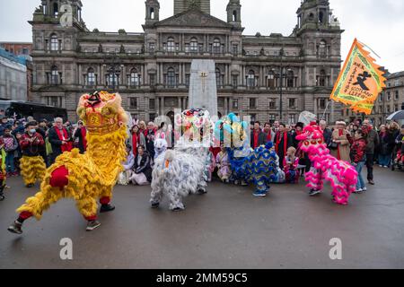 Glasgow, Écosse, Royaume-Uni. 29th janvier 2023. Fête du nouvel an chinois à George Square pour marquer l'année du lapin. Credit: SKULLY/Alay Live News Banque D'Images