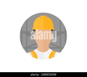 Silhouette de travailleur sous casque, casque, sécurité et protection, ingénieur, travaux sur échafaudage. Travail en hauteur. Les travailleurs de la construction travaillent Illustration de Vecteur