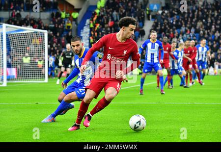Brighton, Royaume-Uni. 29th janvier 2023. Deniz Undav de Brighton et Hove Albion et Curtis Jones du FC Liverpool lors du match de la quatrième ronde de la coupe FA entre Brighton et Hove Albion et Liverpool à l'Amex on 29 janvier 2023 de Brighton, en Angleterre. (Photo de Jeff Mood/phcimages.com) Credit: PHC Images/Alamy Live News Banque D'Images