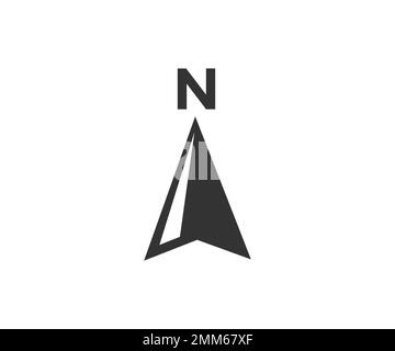 Icône de direction nord de la flèche de la boussole. Position géographique, cartographie et navigation, rosier, dessin et illustration de vecteurs de cartes marines Illustration de Vecteur