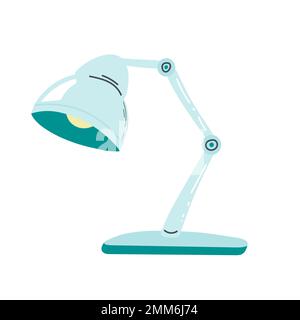 Tableau des tâches de bureau lampe Modèle exemple Vintage en laiton avec abat-jour conique du bras. Pour l'espace de coworking, bureau et salle d'étude. Vector illustration isolé sur w Illustration de Vecteur