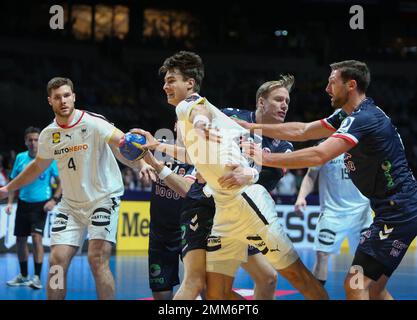 Stockholm, Suède. 29th janvier 2023. Julian Koster de l'Allemagne pendant le Championnat du monde des hommes de l'IHF 2023, le placement matches 5-6, le handball match entre l'Allemagne et la Norvège sur 29 janvier 2023 à Tele2 à Stockholm, Suède - photo Laurent Lairys / DPPI crédit: DPPI Media/Alamy Live News Banque D'Images