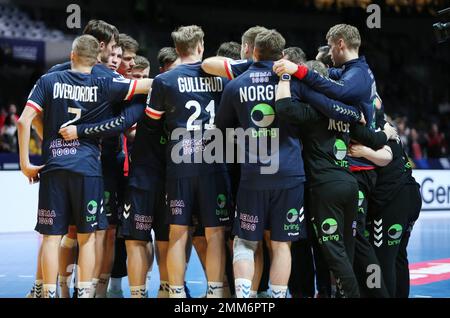 Stockholm, Suède. 29th janvier 2023. Équipe Norvège lors du Championnat du monde des hommes de l'IHF 2023, matchs de placement 5-6, match de handball entre l'Allemagne et la Norvège sur 29 janvier 2023 à l'arène Tele2 à Stockholm, Suède - photo Laurent Lairys / DPPI crédit: DPPI Media/Alay Live News Banque D'Images