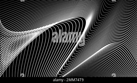 Arrière-plan de lignes abstraites en noir et blanc. Modèle de conception d'onde linéaire. Illustration de Vecteur