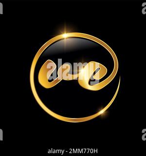 Un vecteur Illustration du Monogramme Golden VC logo initial signe dans fond noir avec effet brillant or Illustration de Vecteur