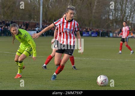 Hetton, Royaume-Uni. 21st janvier 2023. Danielle Brown, de Sunderland, lors du quatrième match de la coupe FA ronde des femmes entre Sunderland et Manchester United à Eppleton CW, Hetton, le dimanche 29th janvier 2023. (Crédit : Scott Llewellyn | MI News) crédit : MI News & Sport /Alay Live News Banque D'Images