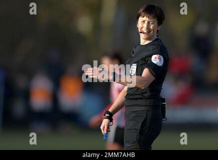 Hetton, Royaume-Uni. 21st janvier 2023. Jane Simms, arbitre lors du match de la quatrième ronde de la coupe FA féminine entre Sunderland et Manchester United à Eppleton CW, Hetton, le dimanche 29th janvier 2023. (Crédit : Scott Llewellyn | MI News) crédit : MI News & Sport /Alay Live News Banque D'Images