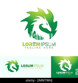 Un ensemble d'illustrations vectorielles de symbole Dragon vert Illustration de Vecteur