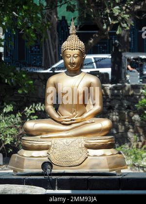 Statue de Bouddha à Mudra, Seema Malaka, temple bouddhiste, ville de Colombo, province occidentale, Sri Lanka, Asie Banque D'Images