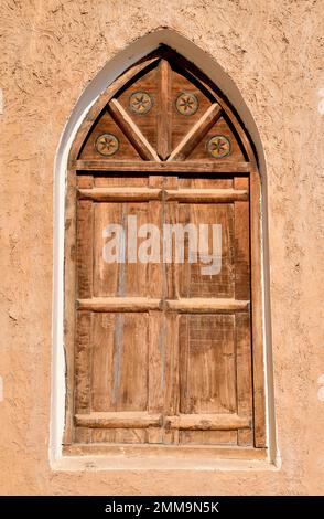 Détail de la façade du village du patrimoine, musée, Dammam, province de ash-Sharqiyya, golfe Persique, Arabie Saoudite Banque D'Images