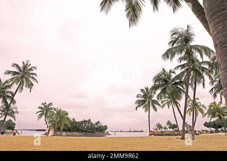 Plage de Siloso, plage artificielle, île de Sentosa, Singapour Banque D'Images