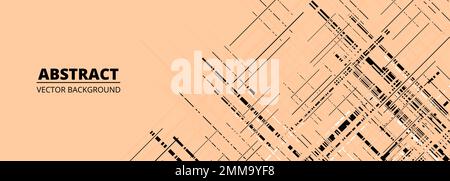 Bannière moderne abstraite beige large avec lignes géométriques noires et blanches. Illustration vectorielle Illustration de Vecteur