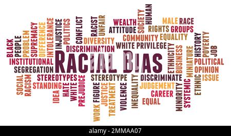 Concept de nuage de mot de biais racial sur fond blanc. Banque D'Images