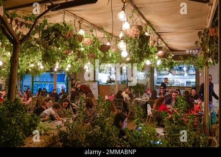 Restaurant, colonie allemande, Sderot Ben Gurion, Vieille ville, Haïfa, Israël Banque D'Images