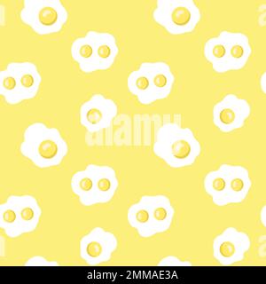 Œufs frits sans couture sur fond jaune. Illustration de Vecteur